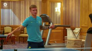 Harry Souttar comments on his impressive table tennis ability  Socceroos Insider [upl. by Akeihsat719]