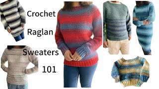 How to crochet a basic Raglan Sweater  any size terms of use in Description below [upl. by Elisabetta28]