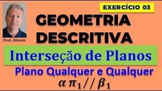 GEOMETRIA DESCRITIVA INTERSEÇÃO DE PLANOS  Qualquer e Qualquer quando απ1βπ1 Exemplo 02 [upl. by Haila]