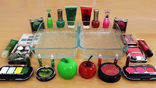 Mixing Makeup Eyeshadow Into Slime  Red vs Green Special Series Part 3  Satisfying Slime Video [upl. by Haral]