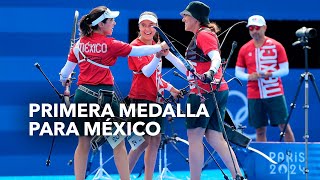 México celebró su primera medalla en París 2024 en tiro con arco [upl. by Siduhey290]