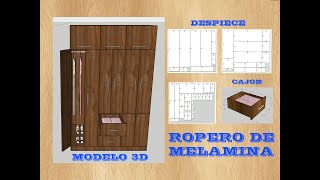 Como hacer un ropero de melamina  sketchup [upl. by Ardnusal708]