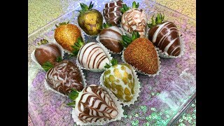 Chocolate covered strawberries How to dip amp Design 7 different designs [upl. by Areic]