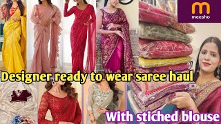 Meesho Huge Ready to Wear Saree Haul 80 OFF😱Readymade BlousePartywearWeddingMeesho Haul [upl. by O'Mahony]