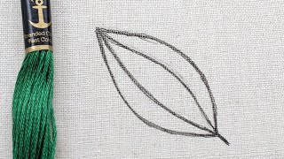 VERY EASY LEAF EMBROIDERY DESIGN FOR BEGINNERS CRETAN STITCH LEAF [upl. by Zeiger]