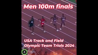 US Olympic Trials 2024 Finals 100m ManTrack and Field Full Race [upl. by Haimehen381]