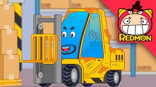 Forklift with broken fork  Easy Clean Repair Shop  4K Cartoons  REDMON [upl. by Ephrayim50]