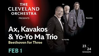 Ax Kavakos amp YoYo Ma Trio in Recital Beethoven for Three [upl. by Akemehc]