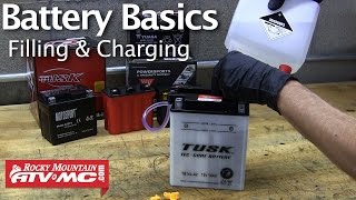 Battery Basics amp Activation  Filling amp Charging a Motorcycle Battery [upl. by Herzog106]