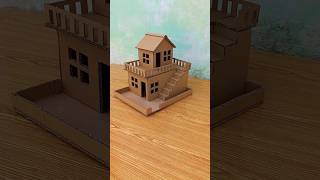 Making a House With Cardboard  DIY Miniature Cardboard House Beautiful Cardboard House [upl. by Anayeek442]