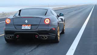 Ferrari 599 GTB V12 burnout launch catless straightpipe [upl. by Krissy]