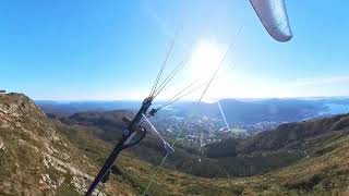 Bergen Ulriken  SW 1992024 Start Flight 1704 Enzo 3 Paragliding Hill Soaring Norge Norway [upl. by Siddon]