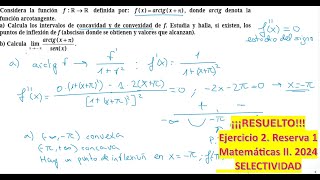 EJERCICIO 2 RESERVA 1 MATEMÁTICAS II 2024 SELECTIVIDAD ANDALUCIA RESUELTO PASO A PASO [upl. by Prichard333]