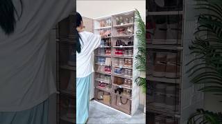 Folding shoe box storage cabinetshoerack shoecabinet lockers goodthing foryou homedecor [upl. by Lekim]