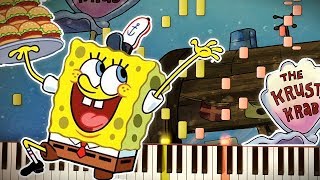 Synthesia Spongebob  KRUSTY KRAB THEME Rake Hornpipe  Piano Tutorial [upl. by Reffinej]