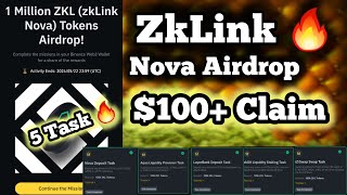 100 Earn ZkLink Nova Airdrop  Binance Web30 Wallet ZkLink Nova Airdrop Claim Step by Step 🗣️ [upl. by Ahsinehs]