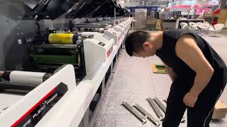 Zhejiang Hongsheng Machinery CoLTD label exhibition in Brussels Inline flexo printing machine [upl. by Lanos67]