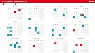 Calendario laboral 2022 en España y en cada Comunidad Autónoma Días festivos y puentes [upl. by Pasia11]