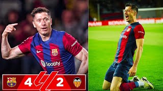 FC Barcelona vs Valencia 42 review  Lewandowski Hatrick against Valencia [upl. by Rodd]