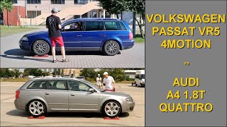 SLIP TEST  Volkswagen Passat VR5 4Motion vs Audi A4 18T Quattro  4x4testsonrollers [upl. by Anyaj]