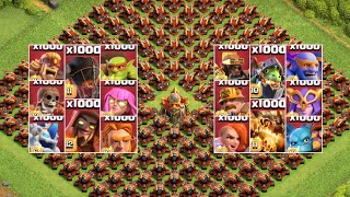 All Super Troops Against Unlimited Scattershot Defense  Clash of Clans [upl. by Cleary]