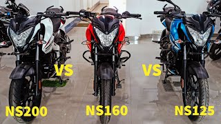 NS125 VS NS160 VS NS200 DETAILED COMPARISON👍NS 200 NS 160NS 125 HINDI REVIEW WITH ONROAD PRICE 👍 [upl. by Herwin666]