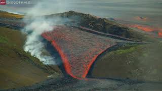 Lava Falls at new Eruption of Grindavik Volcano Iceland May 29 2024 [upl. by Lebazej]