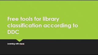 Free tools for library classification according to DDC [upl. by Arama]