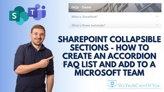 SharePoint Collapsible sections  How to create an accordion FAQ list and add to a Microsoft Team [upl. by Aeneas77]