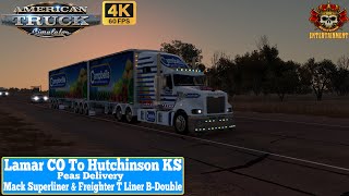 ATS 150 4K  Lamar CO To Hutchinson KS  Mack Superliner amp Freighter T Liner BDouble scssoftware [upl. by Teece]