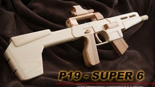 ゴム銃 サブマシンガン6連発  P19  SUPER 6 rubber band gun [upl. by Mario31]