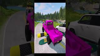 Double Flatbed Trailer Truck vs Speed Bumps  Train vs Cars  BeamNG Drive 408 speedbumps beamng [upl. by Akilat]