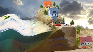 Coastal Town Flood Apocalypse  Dam Breach Experiment  Natural Disaster vs Mini Model [upl. by Nauqaj]