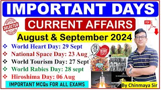 Important Days and DatesAug amp Sept 2024Current Affairs MCQsସମସ୍ତ ପରୀକ୍ଷା ପାଇଁ ଜରୁରୀ ପ୍ରଶ୍ନCP SIR [upl. by Atipul]