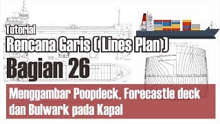 Tutorial Rencana Garis Lines Plan Bagian 26 Menggambar Poopdeck Forecastle deck dan Bulwark [upl. by Acsecnarf262]