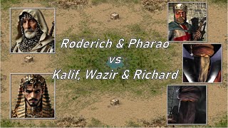 Ritter Roderich amp Neuer Pharao vs Kalif Wazir und Richard I Stronghold Crusader KI Kampf [upl. by Heuser]