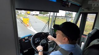 2017 MCI D4500CT commuter coach bus pretrip and drive driver view [upl. by Oicor764]