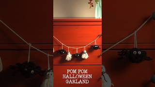 DIY Halloween Garland Craft Adorable PomPom Spiders and Ghosts diyhalloween halloweencraft [upl. by Annad806]