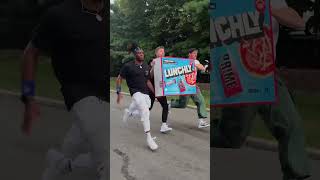 Mr beast running with his Lunchlychallenge [upl. by Hakeber]