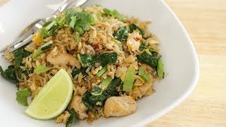 Thai Chicken Fried Rice Recipe ข้าวผัดไก่  Hot Thai Kitchen [upl. by Ellenehc]