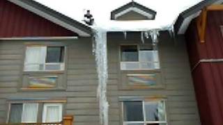 Pemberton Valley Lodge  Giant Icicle Removal  Pemberton BC [upl. by Laktasic994]