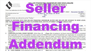 Seller Financing Addendum CAR SFA and an Alternative Method to Add Seller Financing Carryback [upl. by Corina]