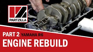 Yamaha R6 Engine Rebuild Part 2 636 Wiseco Piston Install to Head Install  Partzillacom [upl. by Leatri762]