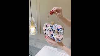 Elegant 3D Beaded Floral Clutchonlineshopping femininestyle everydaylook trendingbags clutchbag [upl. by Arahs]