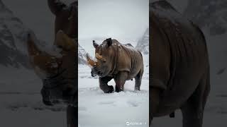 Rhino in snowdangerousanimalyoutubeshortvideo [upl. by Mears]