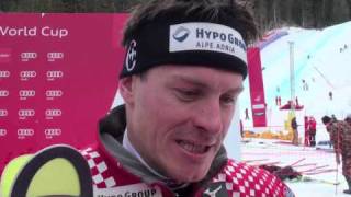 Ivica Kostelic interview amp podium after winning Wengen slalom [upl. by Dolley]