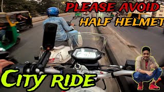 🙏Please avoid half helmet 🙏 brain less people in the city 😡 [upl. by Romonda353]