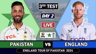 PAKISTAN vs ENGLAND 3rd TEST MATCH DAY 2 LIVE SCORES  PAK vs ENG LIVE MATCH COMMENTARY [upl. by Namra]