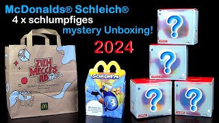 McDonalds ® Schleich ® Schlümpfe ™ 2024  4 x mystery Unboxing  Happy Meal ® [upl. by Eustace605]