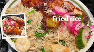 Gebakken rijst fried rice fried chicken witte nasi [upl. by Lasonde]